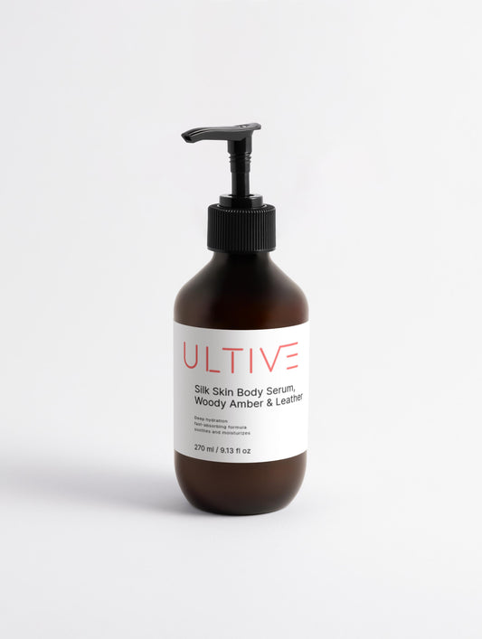 Silk Skin Body Serum – Woody Amber & Leather Hydrating Perfumed Serum